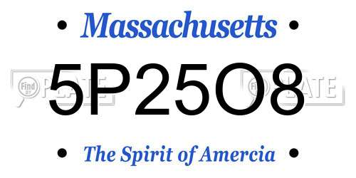 5P25O8 Massachusetts License Plate