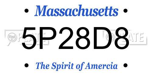 5P28D8 Massachusetts License Plate