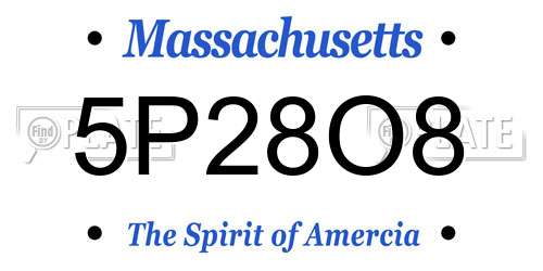 5P28O8 Massachusetts License Plate