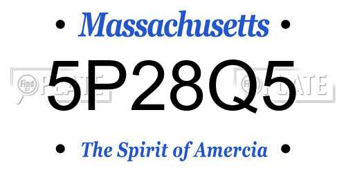 5P28Q5 Massachusetts License Plate