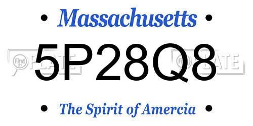 5P28Q8 Massachusetts License Plate