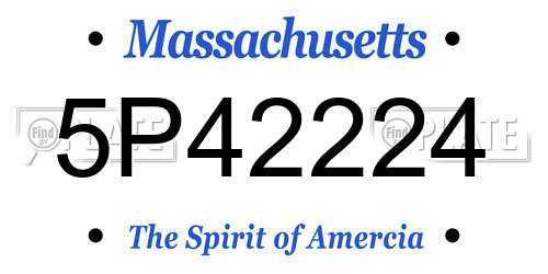 5P42224 Massachusetts License Plate