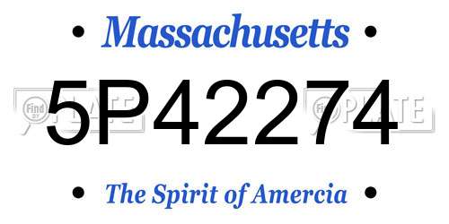 5P42274 Massachusetts License Plate