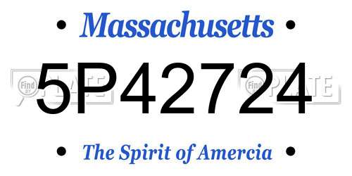5P42724 Massachusetts License Plate