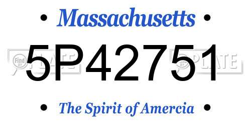 5P42751 Massachusetts License Plate