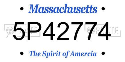 5P42774 Massachusetts License Plate