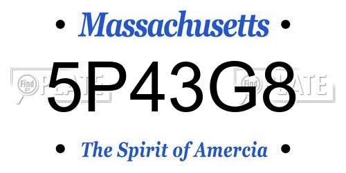 5P43G8 Massachusetts License Plate