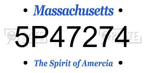 5P47274 Massachusetts License Plate