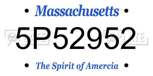 5P52952 Massachusetts License Plate