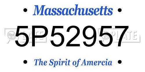 5P52957 Massachusetts License Plate