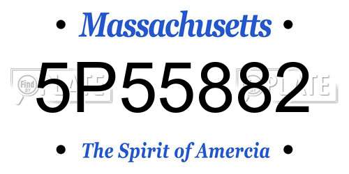 5P55882 Massachusetts License Plate