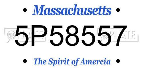 5P58557 Massachusetts License Plate