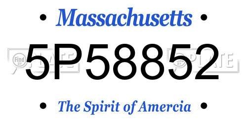 5P58852 Massachusetts License Plate