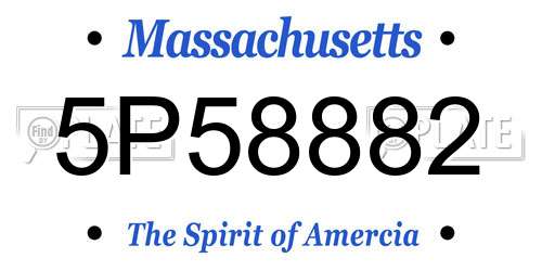 5P58882 Massachusetts License Plate