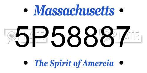 5P58887 Massachusetts License Plate