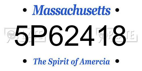 5P62418 Massachusetts License Plate