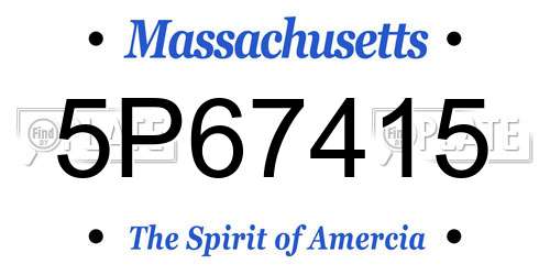 5P67415 Massachusetts License Plate