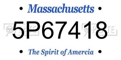 5P67418 Massachusetts License Plate