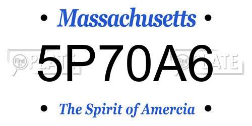 5P70A6 Massachusetts License Plate