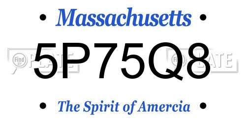 5P75Q8 Massachusetts License Plate