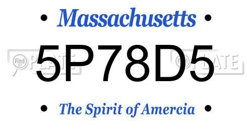 5P78D5 Massachusetts License Plate