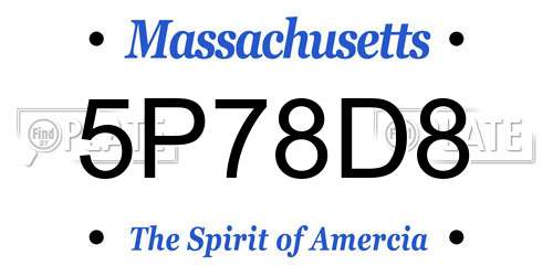 5P78D8 Massachusetts License Plate