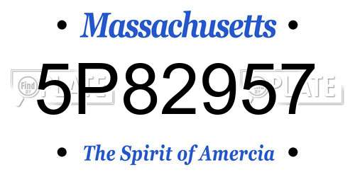 5P82957 Massachusetts License Plate
