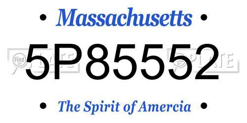 5P85552 Massachusetts License Plate