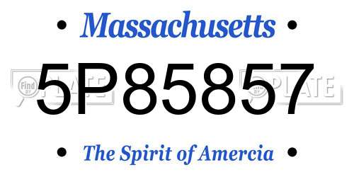 5P85857 Massachusetts License Plate