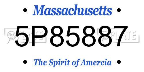 5P85887 Massachusetts License Plate