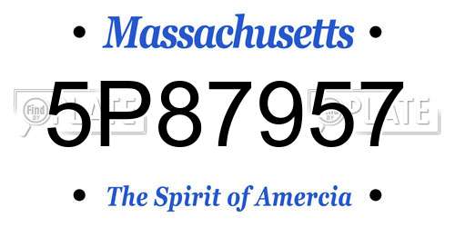 5P87957 Massachusetts License Plate
