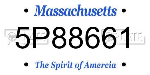 5P88661 Massachusetts License Plate