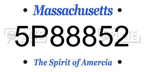 5P88852 Massachusetts License Plate