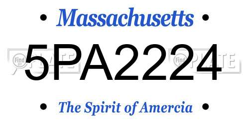 5PA2224 Massachusetts License Plate