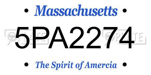 5PA2274 Massachusetts License Plate