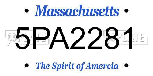 5PA2281 Massachusetts License Plate