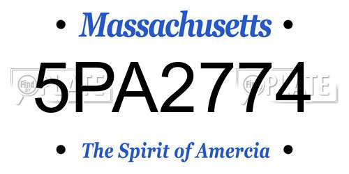 5PA2774 Massachusetts License Plate