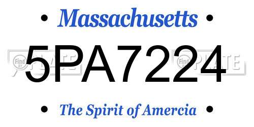5PA7224 Massachusetts License Plate