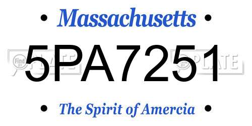 5PA7251 Massachusetts License Plate