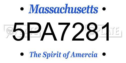 5PA7281 Massachusetts License Plate
