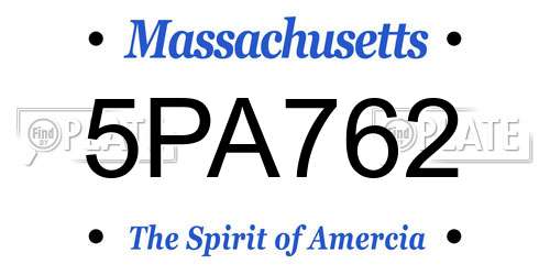 5PA762 Massachusetts License Plate