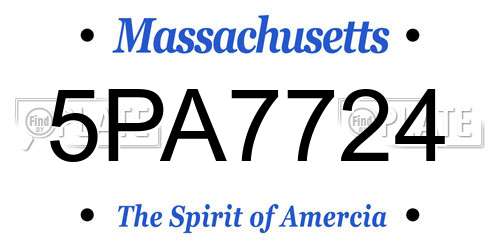 5PA7724 Massachusetts License Plate