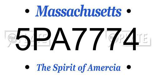 5PA7774 Massachusetts License Plate