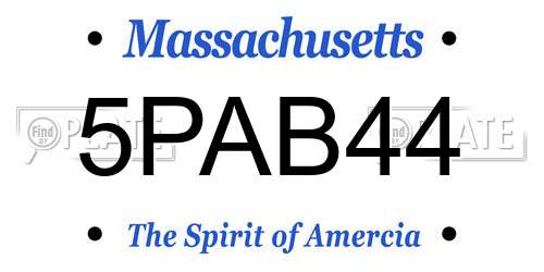 5PAB44 Massachusetts License Plate