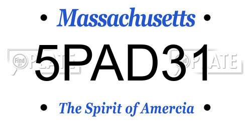 5PAD31 Massachusetts License Plate