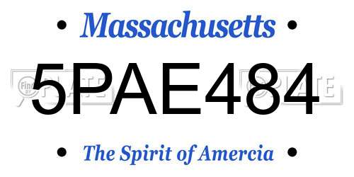 5PAE484 Massachusetts License Plate