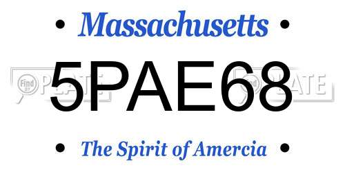 5PAE68 Massachusetts License Plate