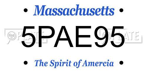5PAE95 Massachusetts License Plate