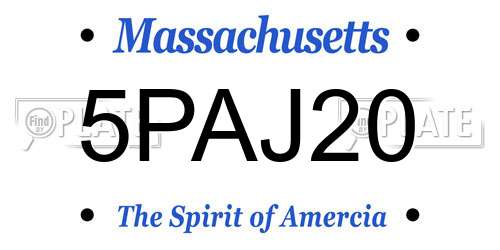 5PAJ20 Massachusetts License Plate