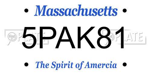 5PAK81 Massachusetts License Plate